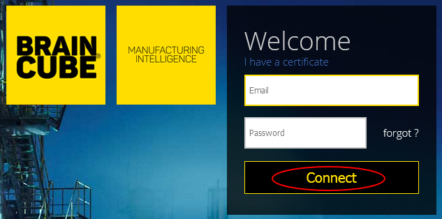 Enter your braincube credentials