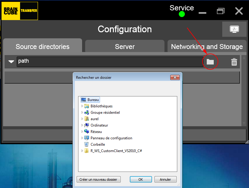 Click on the folder icon to select easily the good folder path